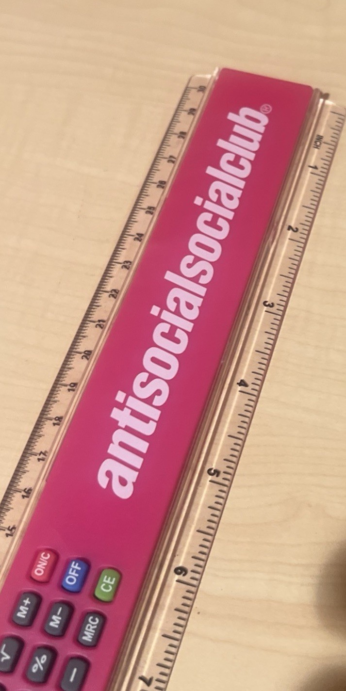 🔥📏💖Anti Social Social Club Pink Ruler & Calculator ASSC💖📏🔥