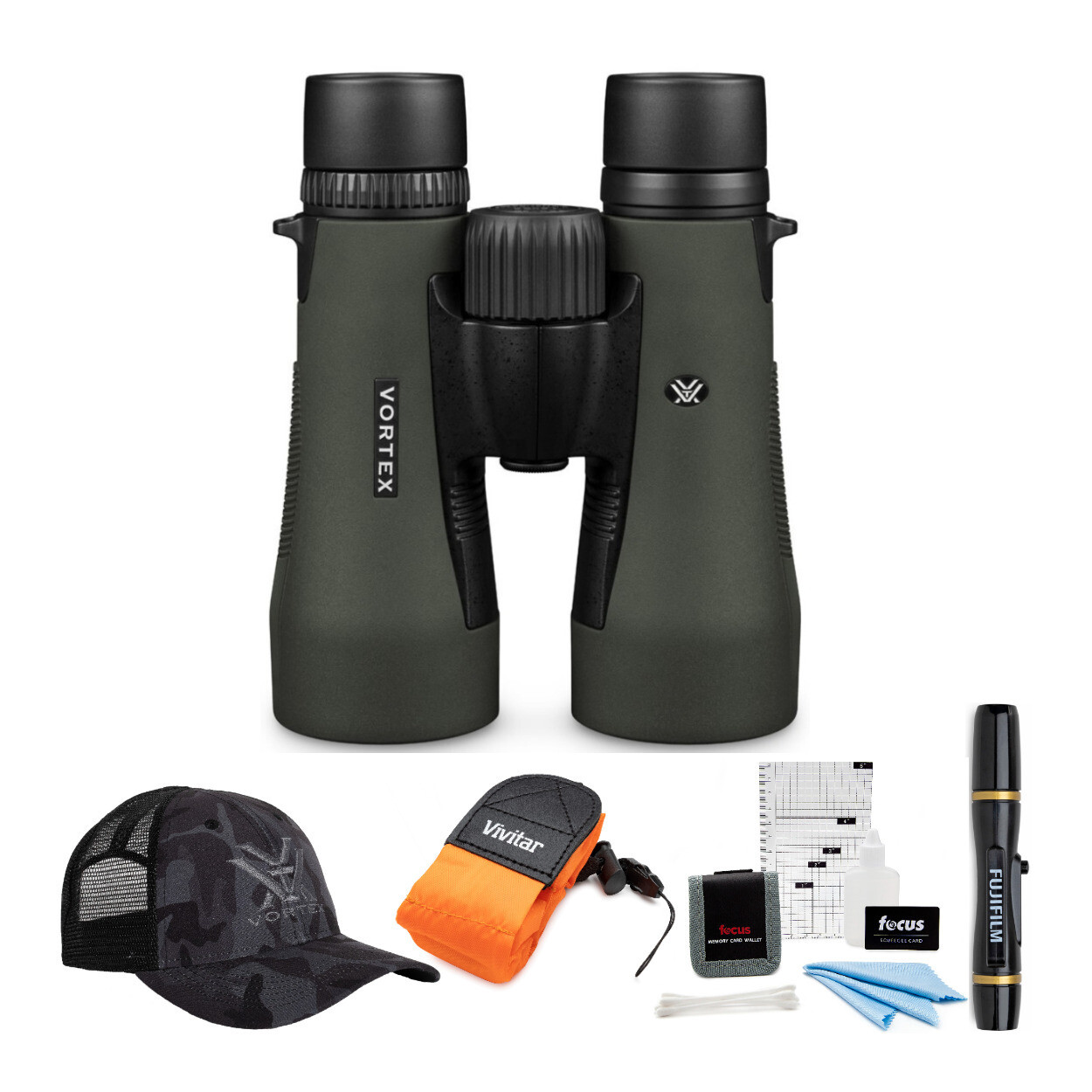Vortex Diamondback 10x50 Binocular Vortex Cap Accessory Bundle