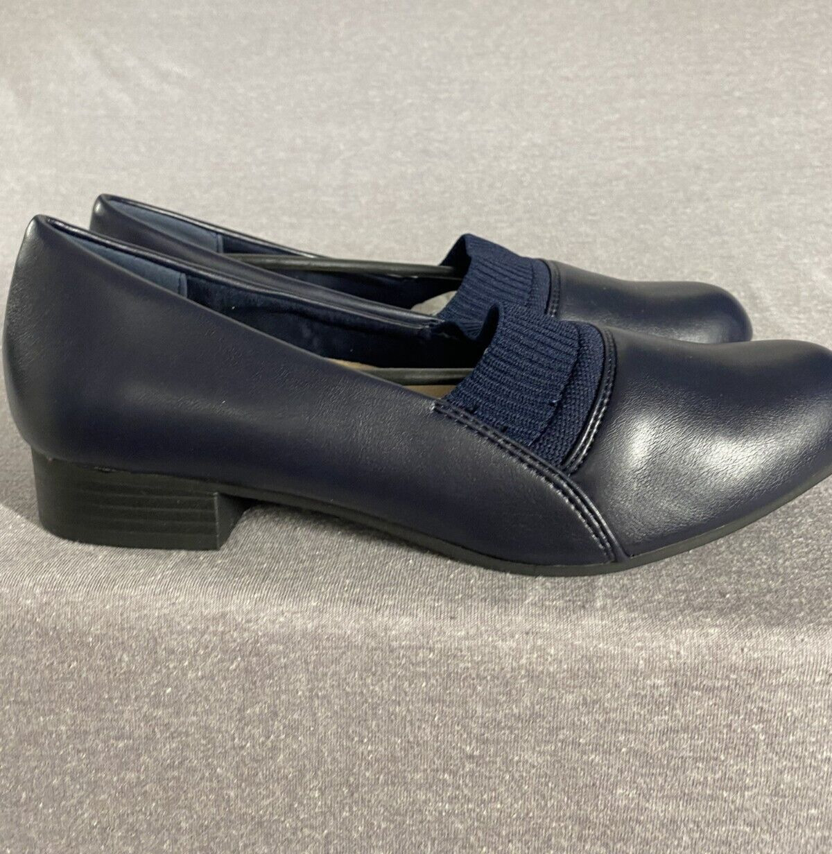 NEW Easy Street Shoes Aba Slip On Loafers Navy Stretch Womens 7.5W Super Flex