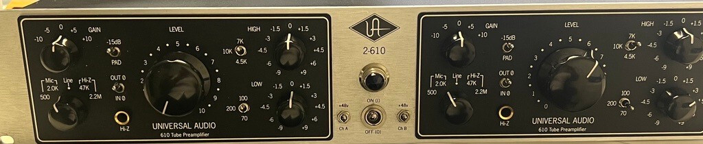 Universal Audio 2-610 UA Dual Channel Tube Preamplifier Mic Preamp vintage tubes