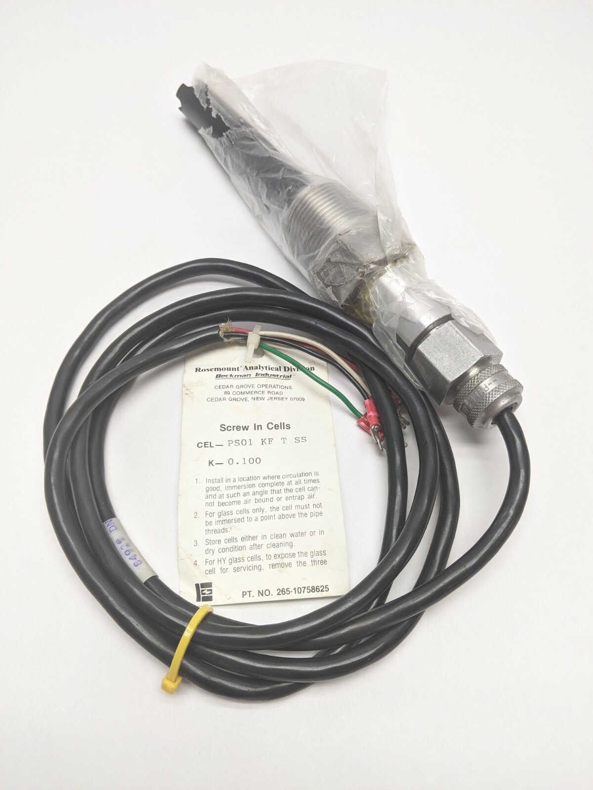 Rosemount 265-10758625 Screw-in Cell Sensor PS01 KF T SS 84929 DN