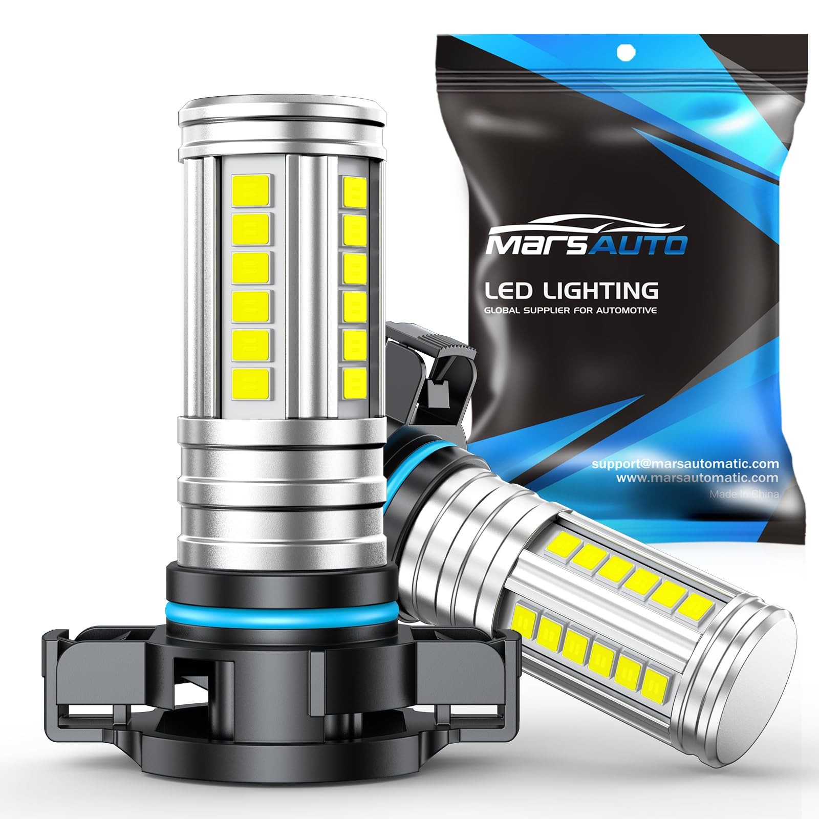 LED Fog Light Bulbs 5202, 12,000 LM, 6500K White, 360° Illumination, 2-Pack