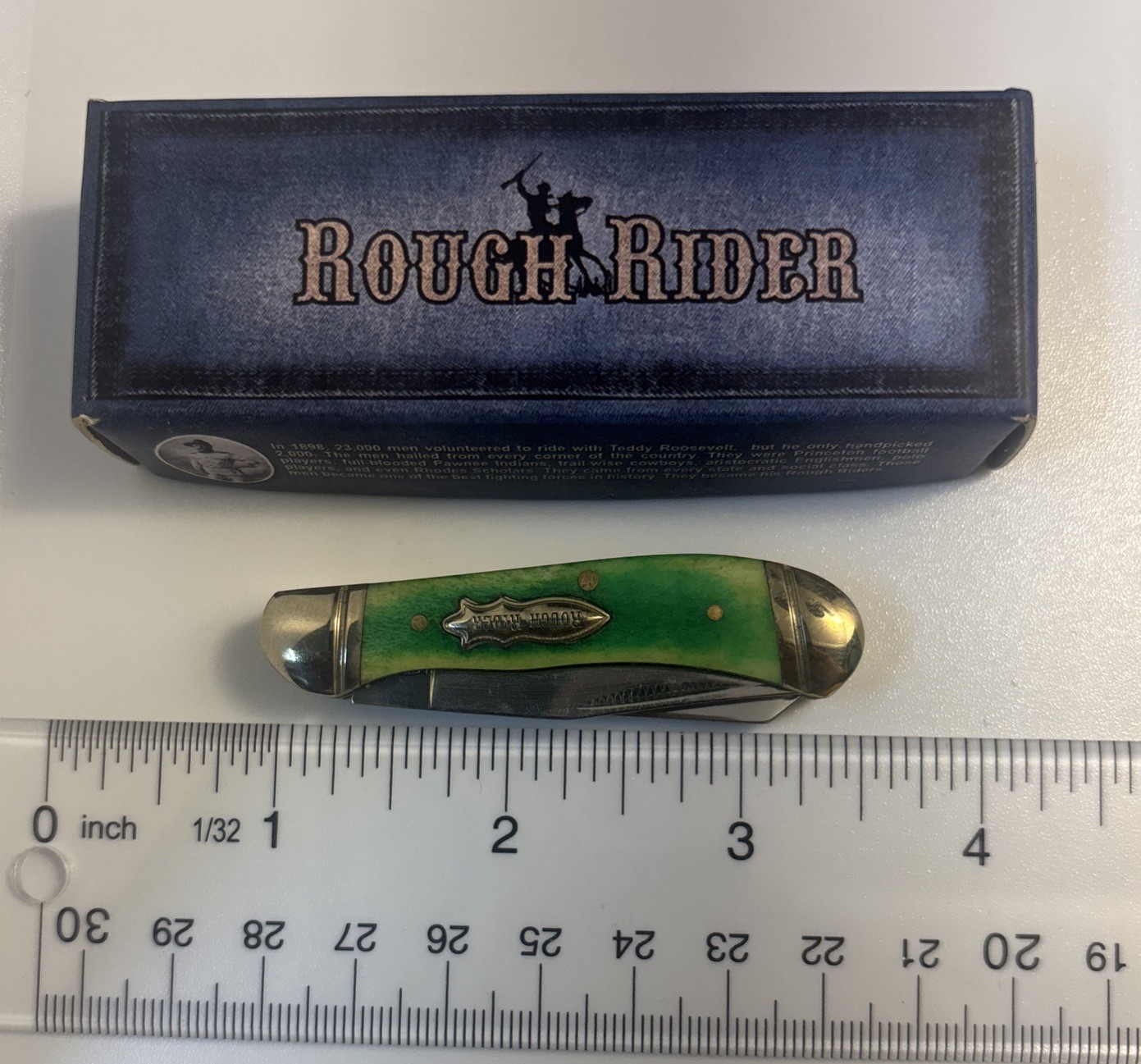 Rr456 Rough Rider Saddlehorn Smooth Green Bone Handles