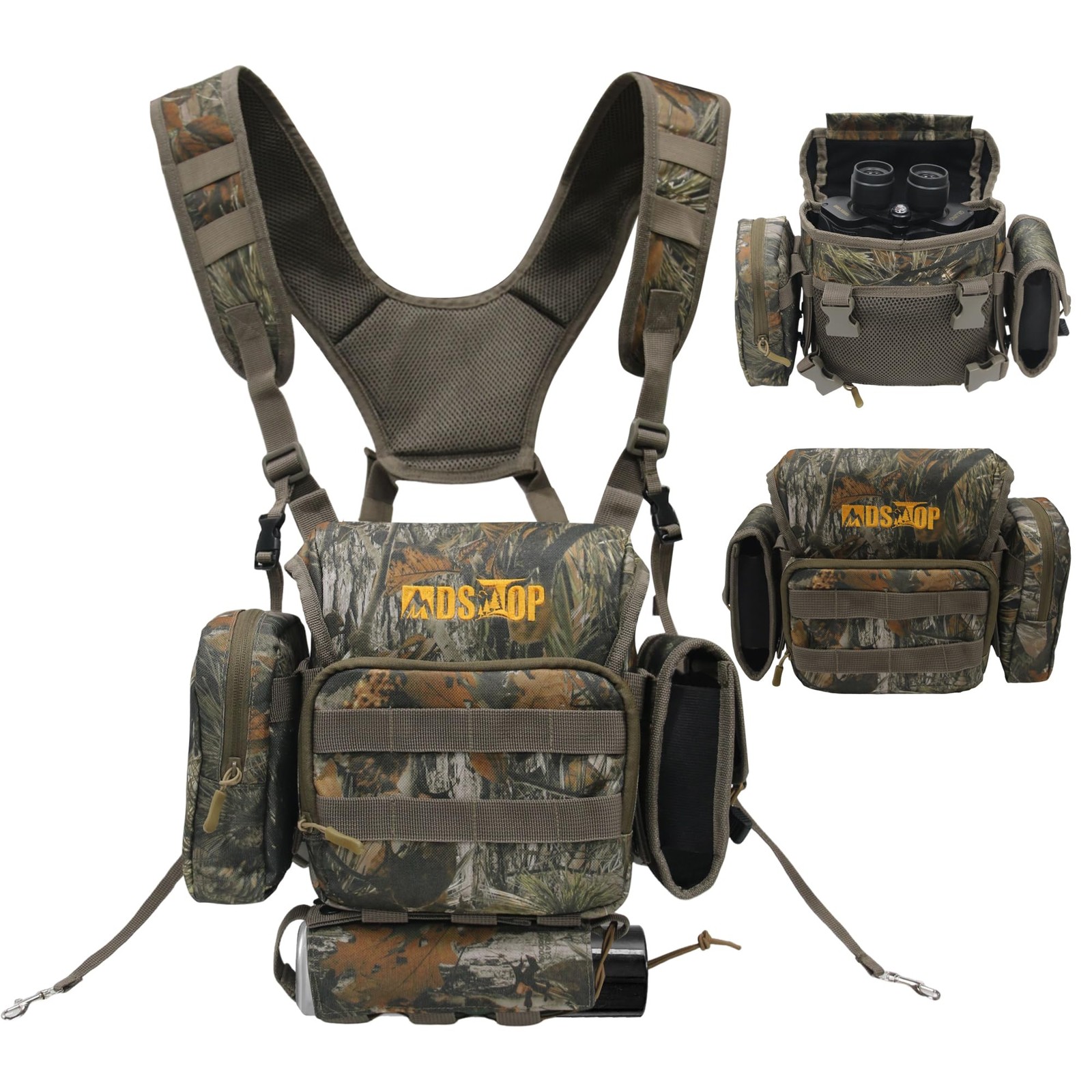 MDSTOP Binocular Harness Chest Pack with Magnetic Closure, Waterproof L, Camo