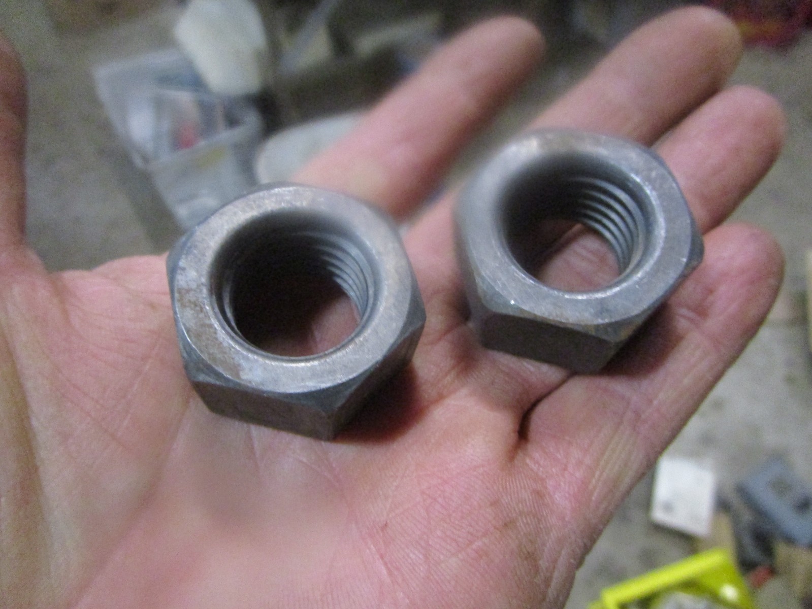2 NOS 7/8"-9 Left Hand Coarse Threads Heavy Duty Hex Nuts For 10" Bench Grinder