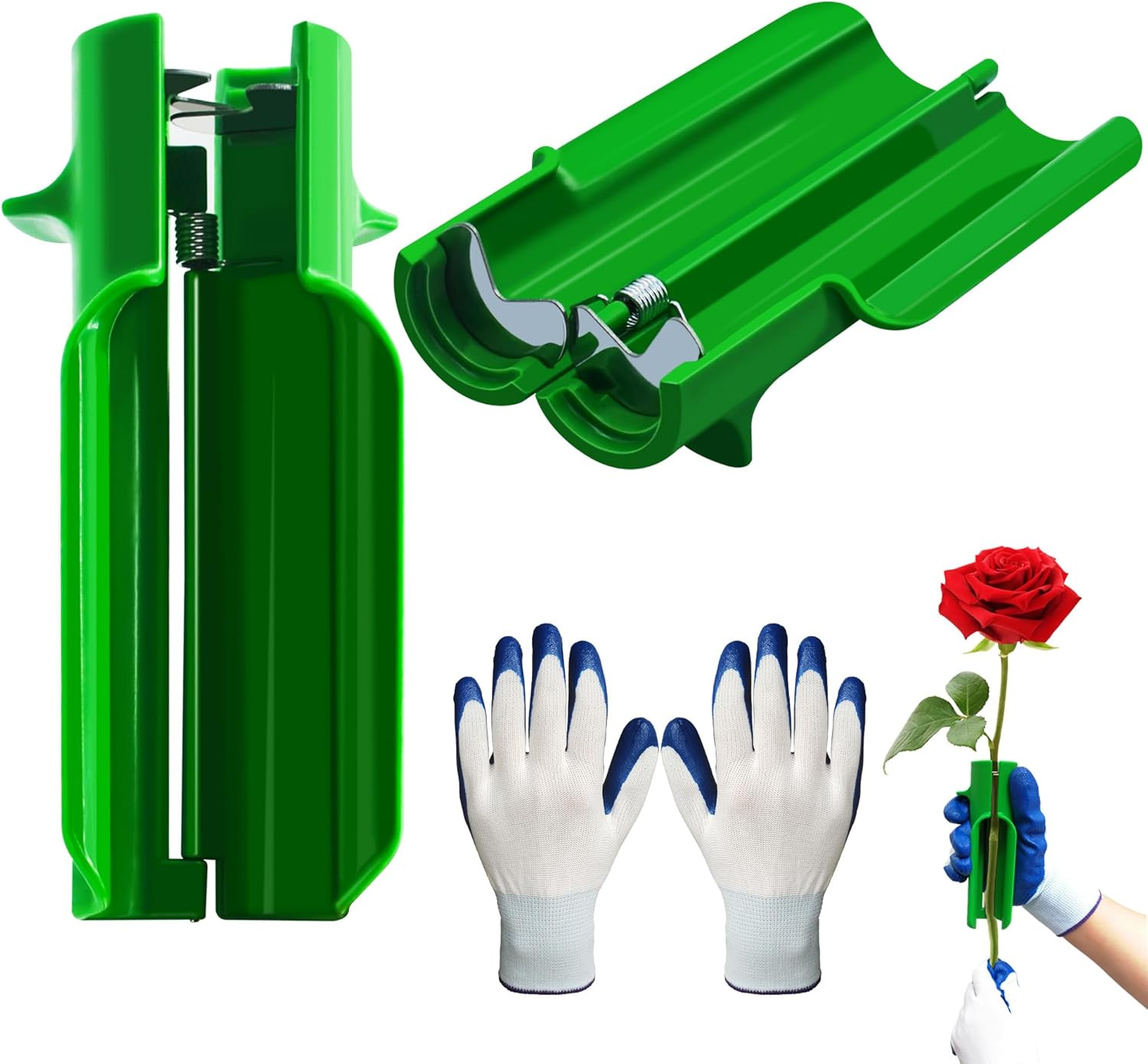 2Pcs Green Rose Thorn Stripper Tool,Thorn Remover for Roses with Protective Gard