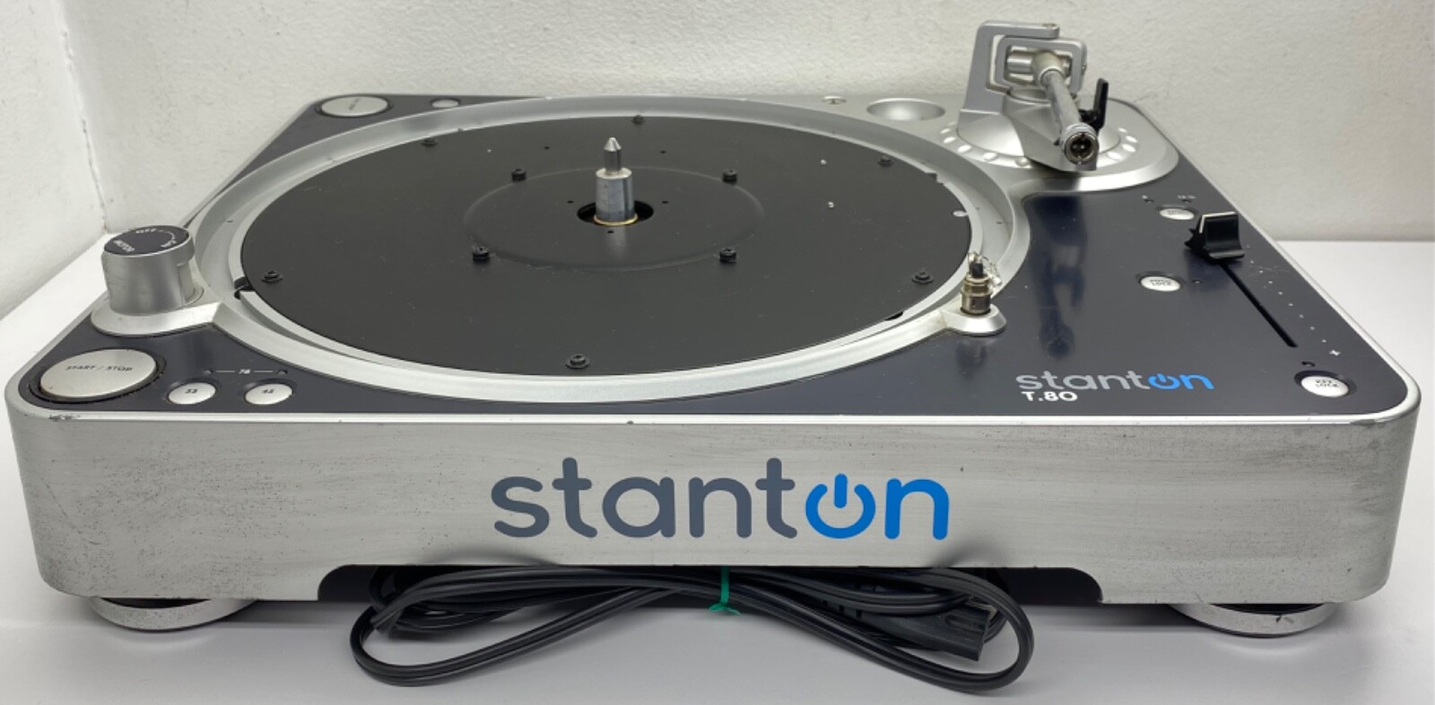 Stanton T.80 Direct Drive Turntable T80B + Power Cord POWERS ON FOR PARTS/REPAIR