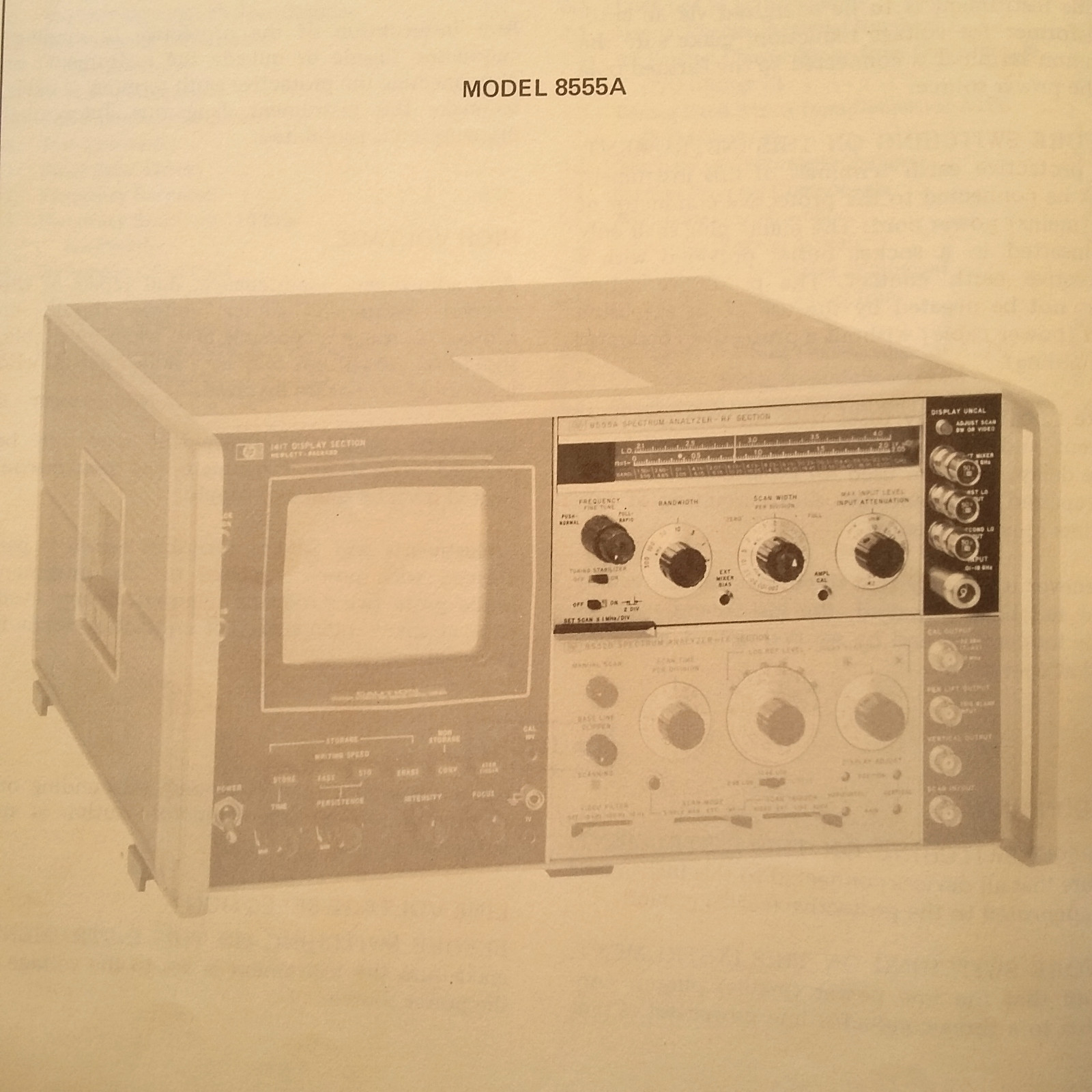 HP Hewlett Packard 8555A Spectrum Analyzer RF Operator & Service Manual