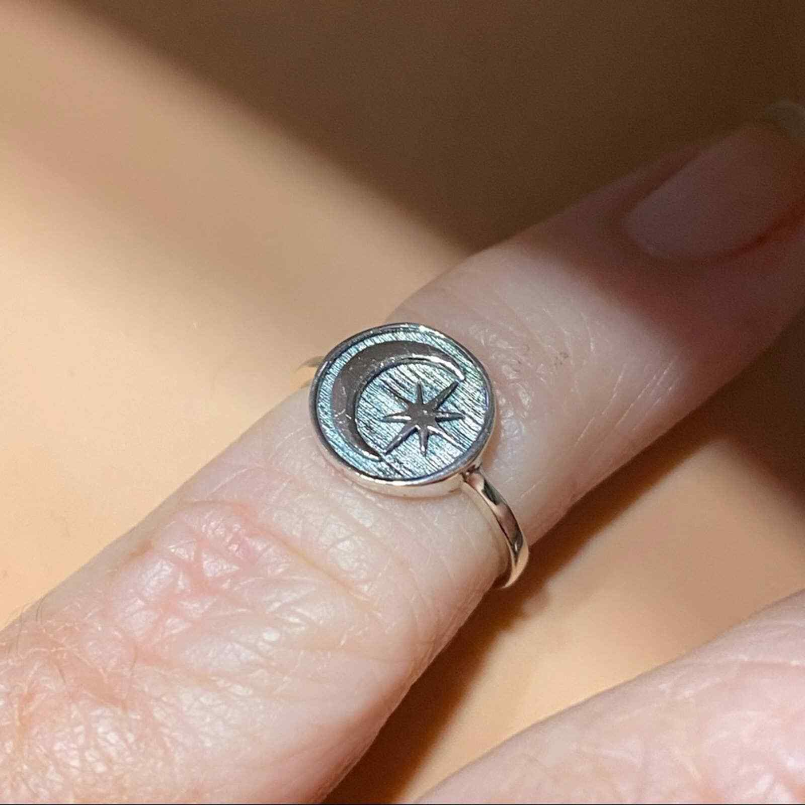 Sterling Silver Moon & Star Toe Ring Midi Ring