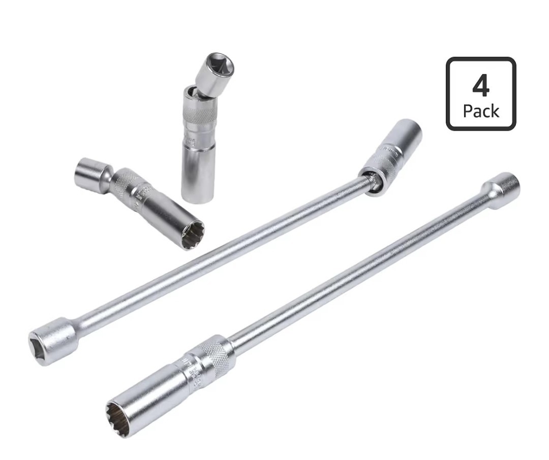 4-Piece Magnetic Spark Plug Socket Set 5/8" 14mm & 16mm-360° Swivel Removal Tool