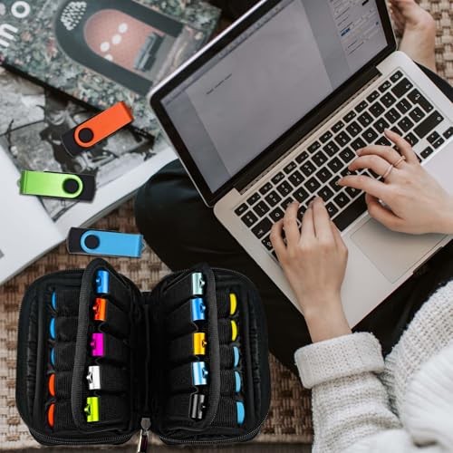 Flash Drive Case Storage Case USB Holder Storage Bag 20 Slots Black-20Slots