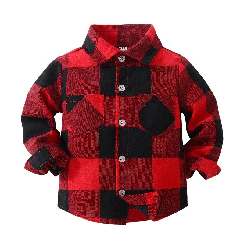 Toddler Boys Plaid Button Down Shirt/Red, 12months-5Years