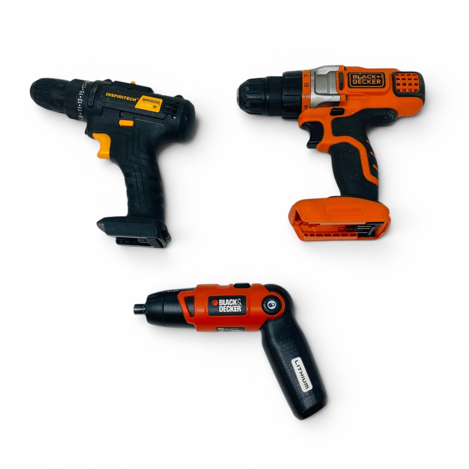 Black & Decker Inspiritech Cordless Drill Screwdriver Hand Tool Lot 3 Pcs