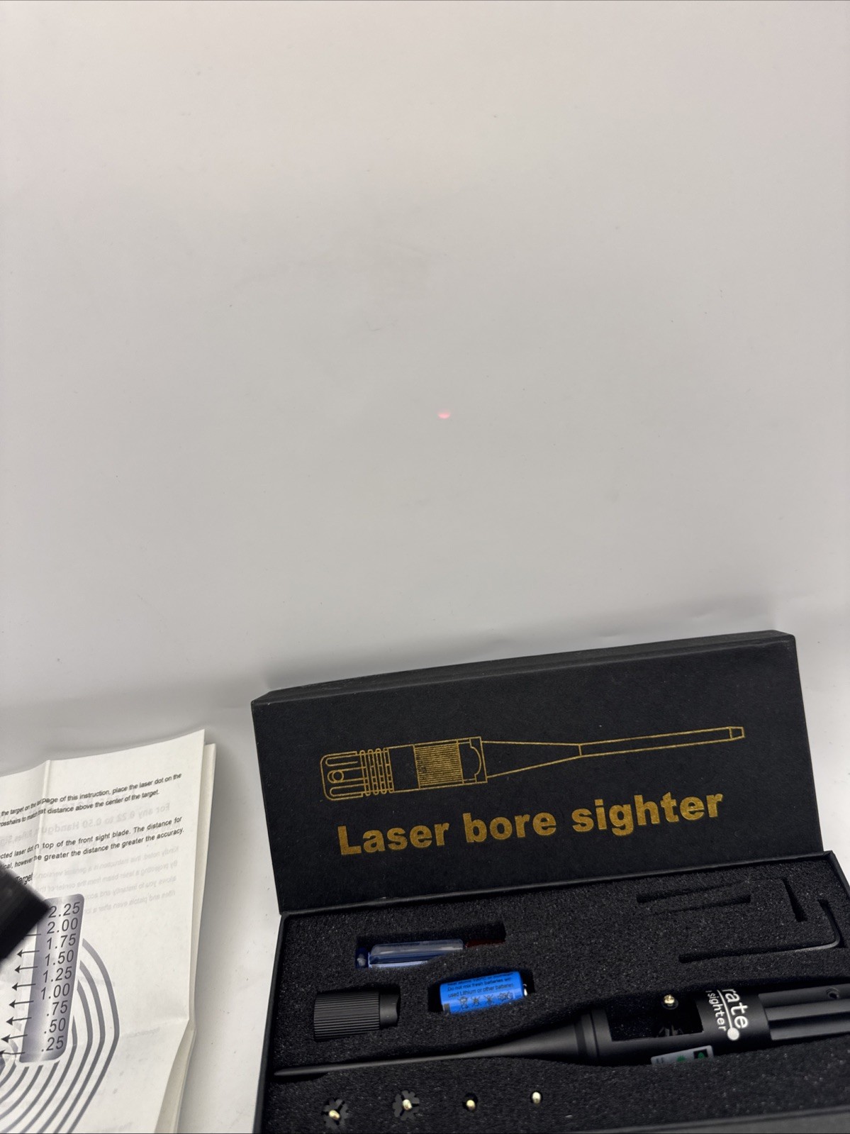 Laser Bore Sighter Red Laser Sight Lot Working w/ Case Adapters Mount