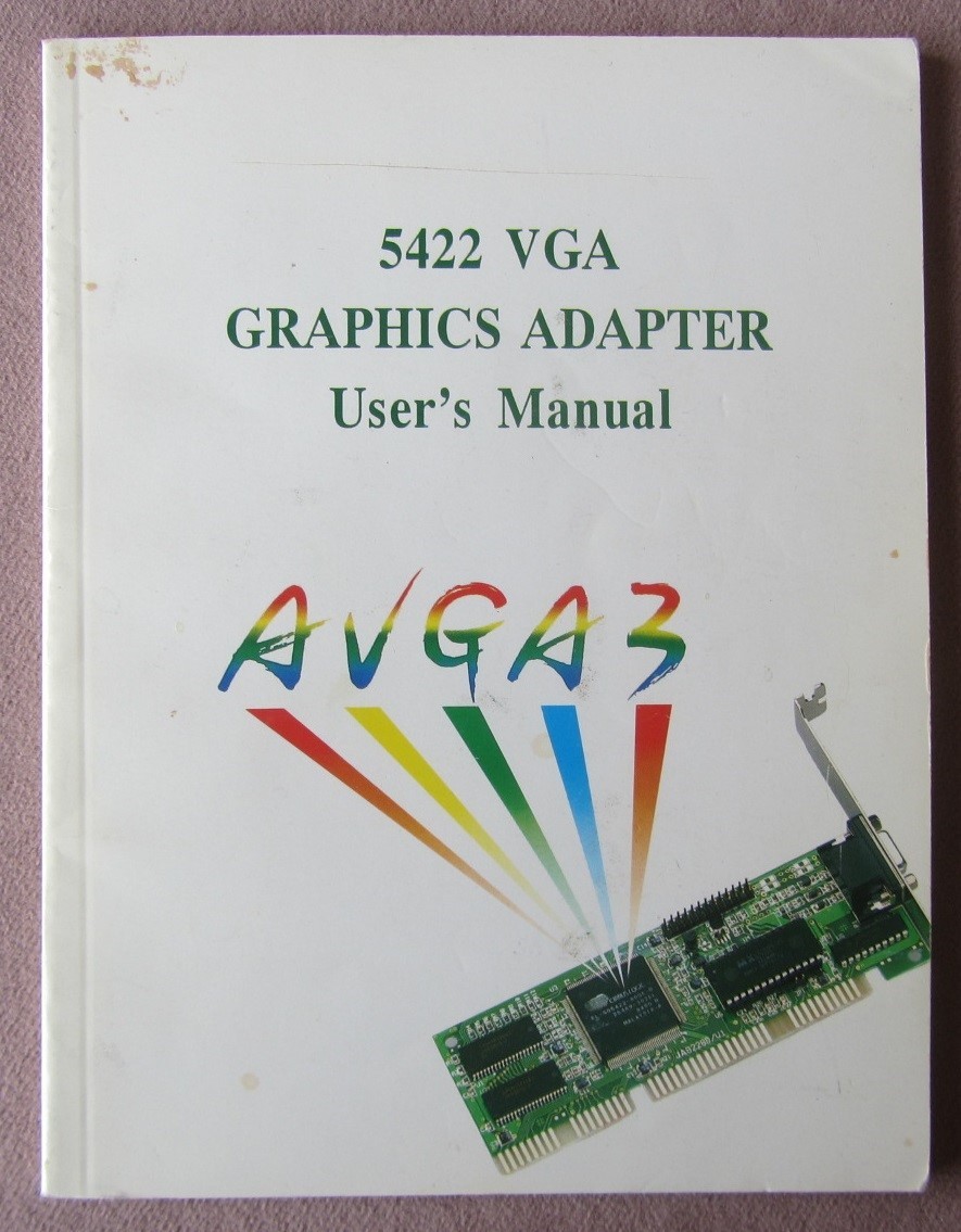 Original Factory 5422 VGA Graphics Adapter User’s Manual AVGA3 (Manual Only!)