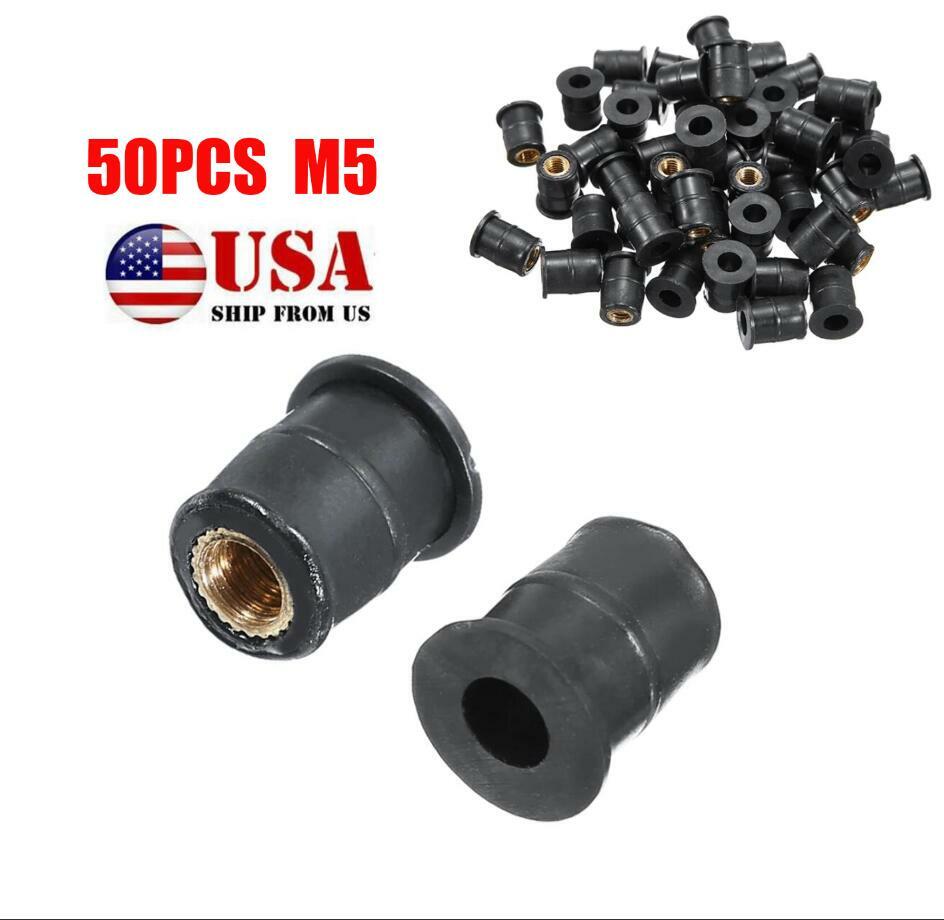 50X Rubber Well Nut Metric Motorcycle M5 Windscreen Fairing Windshield Shaft nut