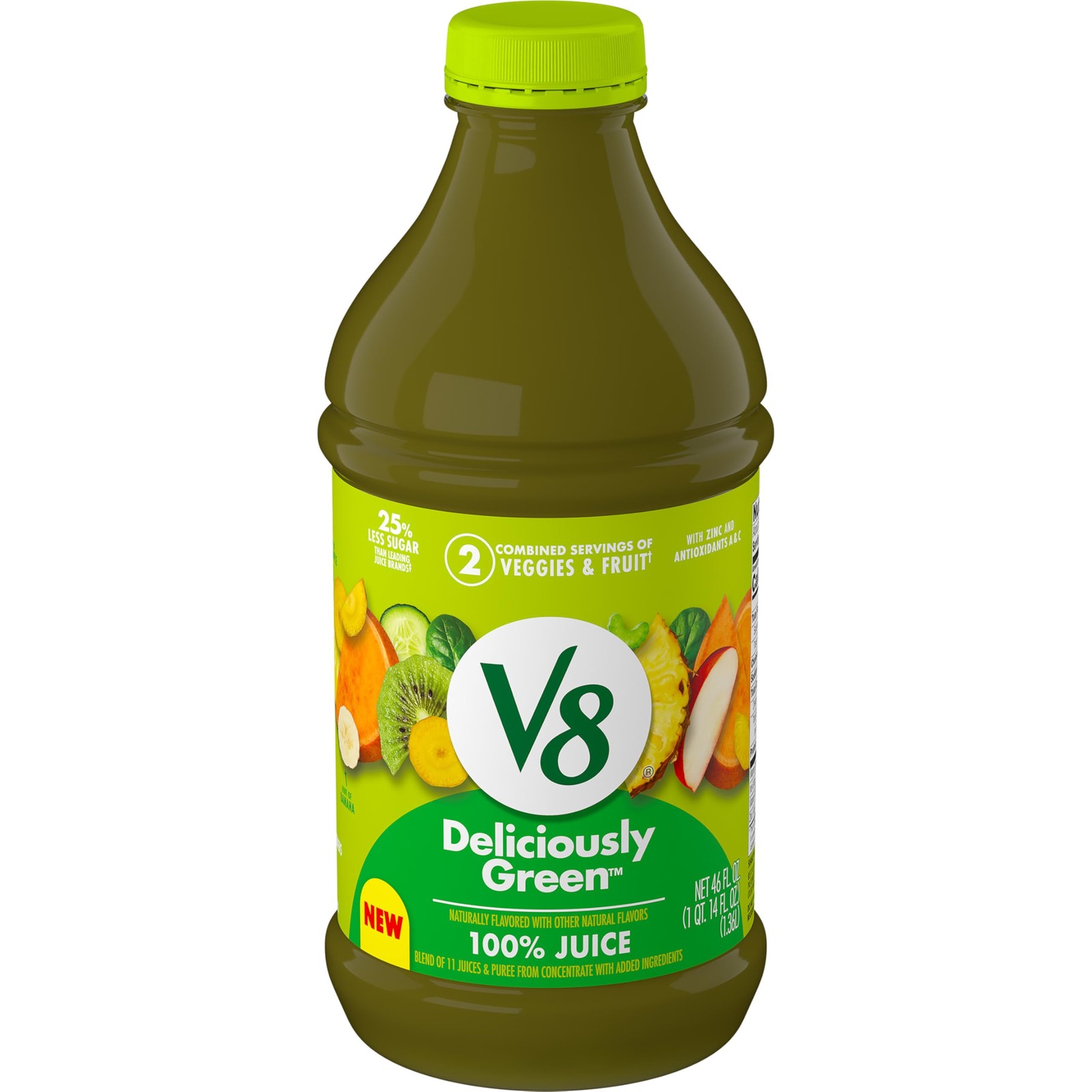 V8 Deliciously Green 100% Fruit and Vegetable Juice, 46 fl oz Bottle