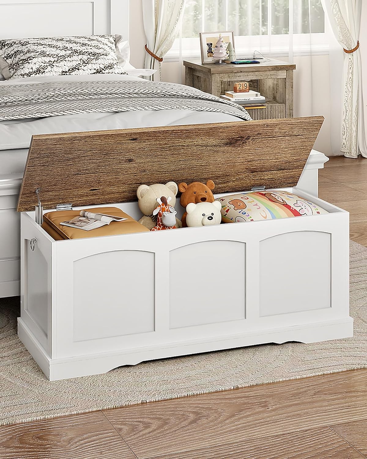 39.4" Storage Chest Bench W/ Lift Lid Toy Chest W/ Safety Hinge Entryway
