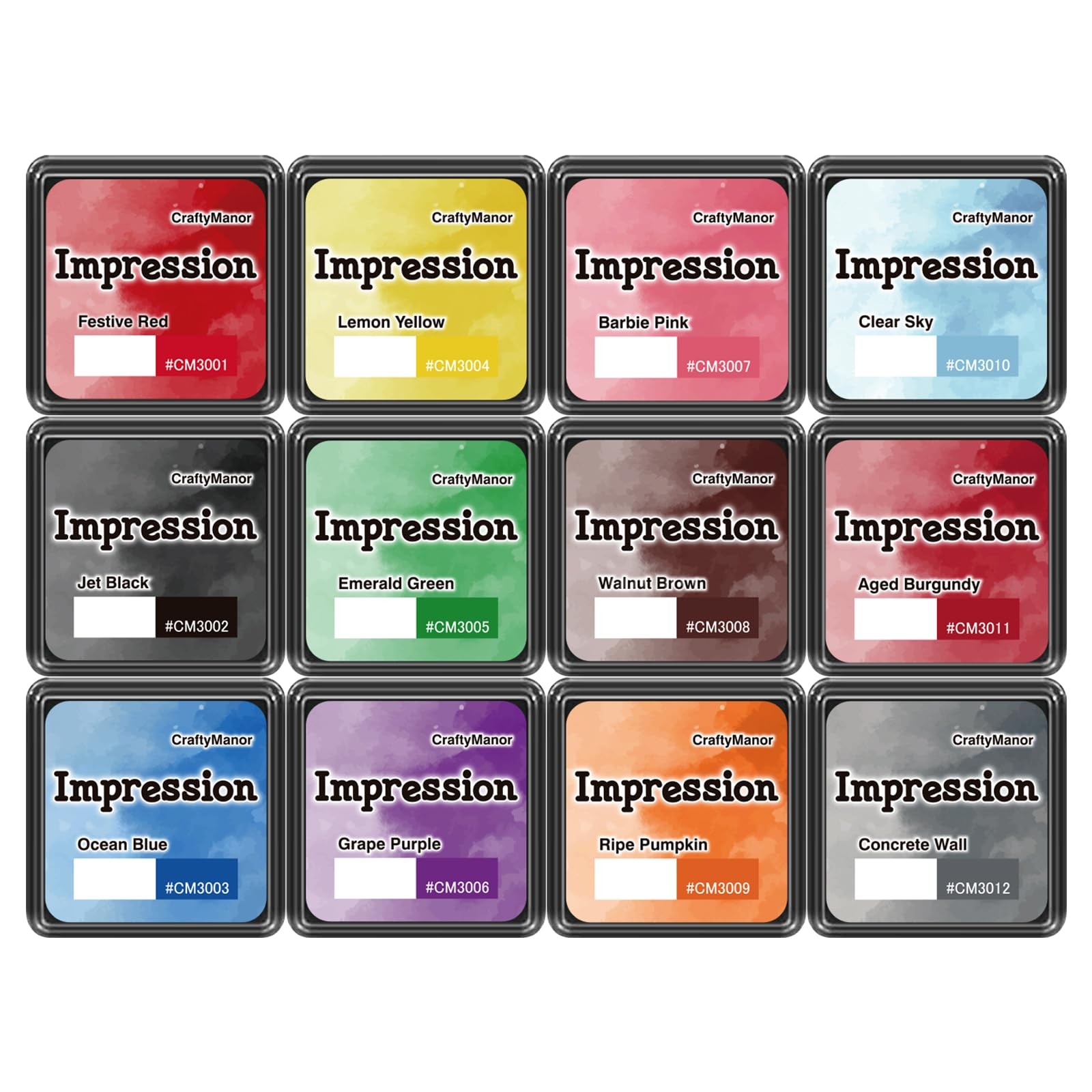 Mini Smudge Ink Pads for Stamps, Water Based Halo Dye Stamp Pad for Scrapbook...