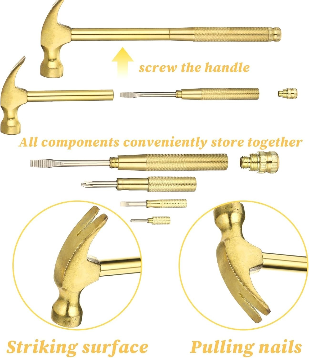 6 In 1 Mini Hammer & Screwdriver Set, Small Hammer Portable Multitool Hammers...
