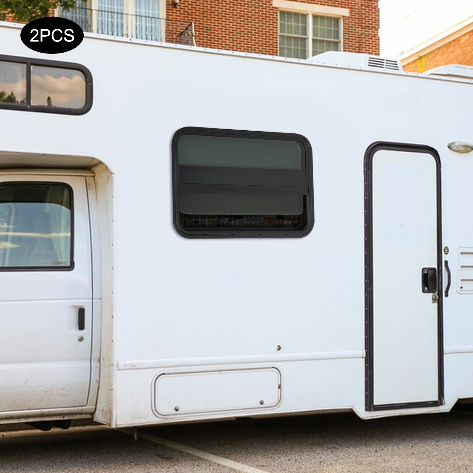 Vertical RV Window Set - 2 Durable Tempered Glass Sliding Windows