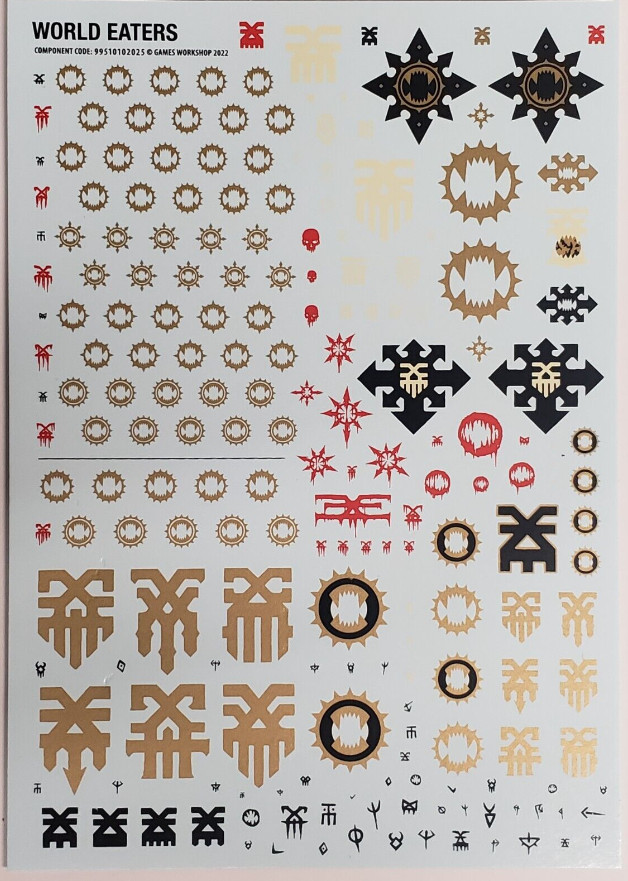 World Eaters Transfer Sheet Decals Warhammer 40K Chaos Space Marines Legion