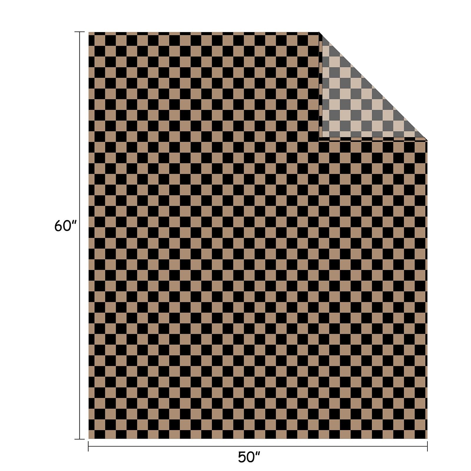 FY FIBER HOUSE Checkered Throw Blanket Flannel Fleece 50"X60", Black Brown