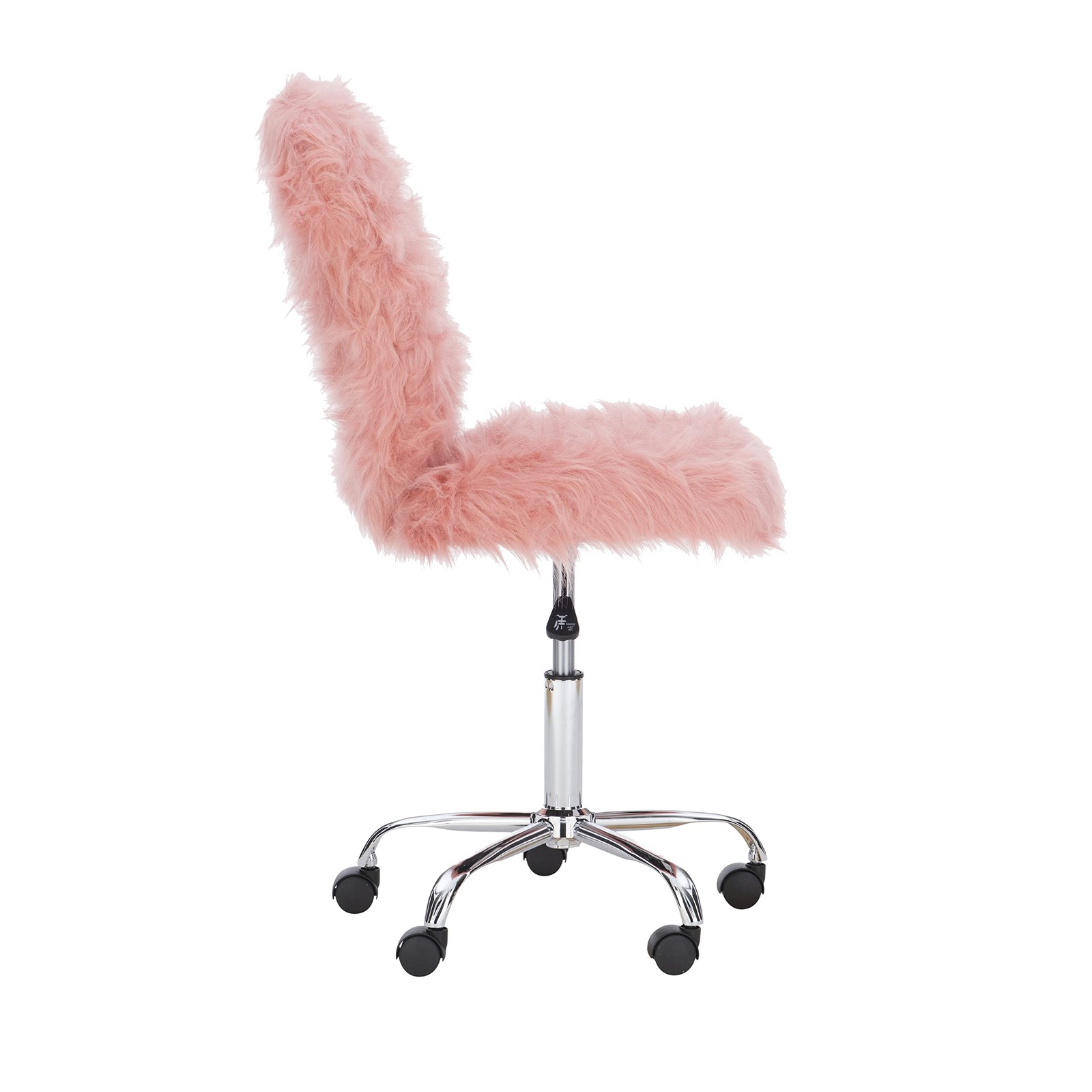 Blush Faux Fur Armless Cora Office Chair with Swivel and Adjustable Height