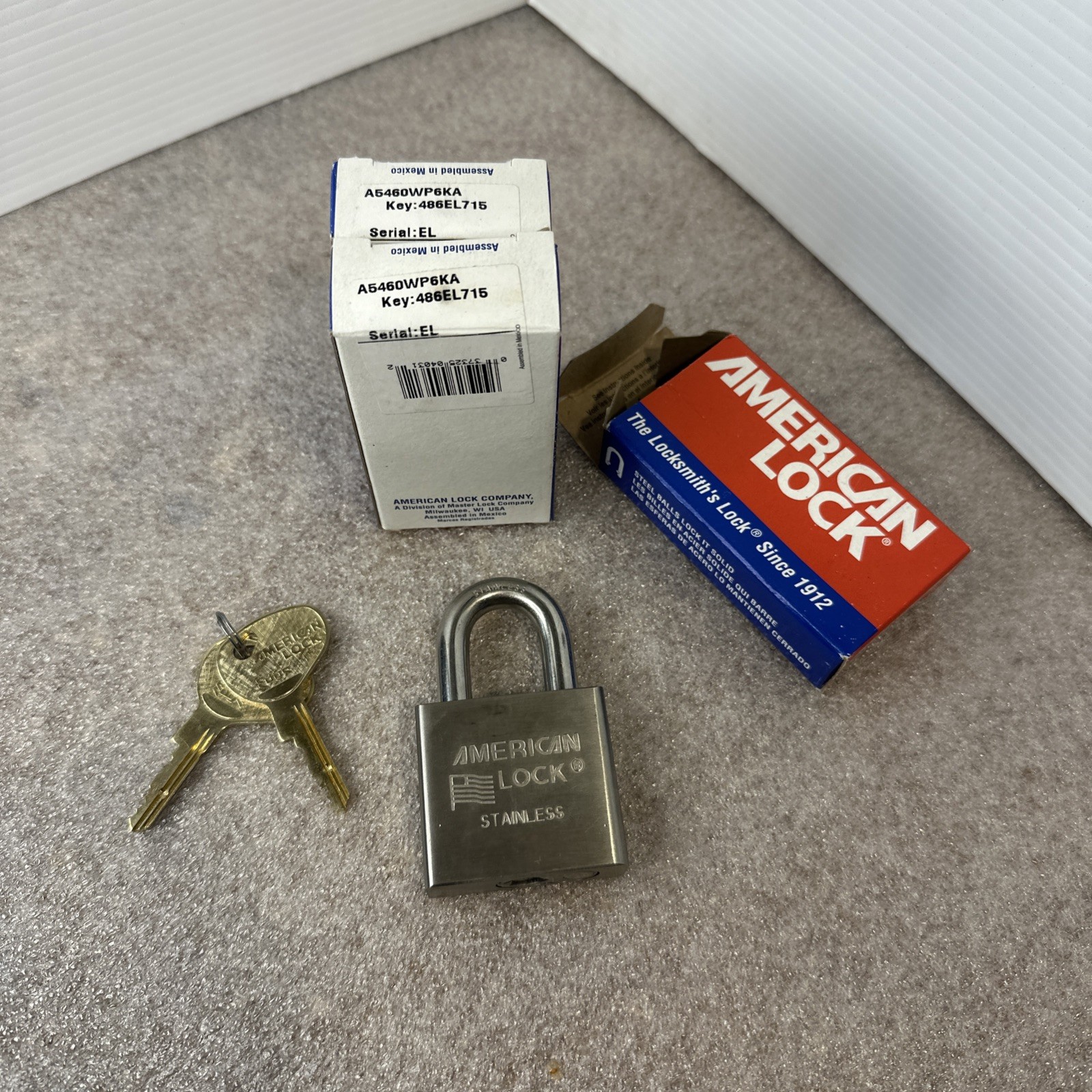 3 American Lock Padlocks A5460WP6KA keyed alike solid stainless steel bodies