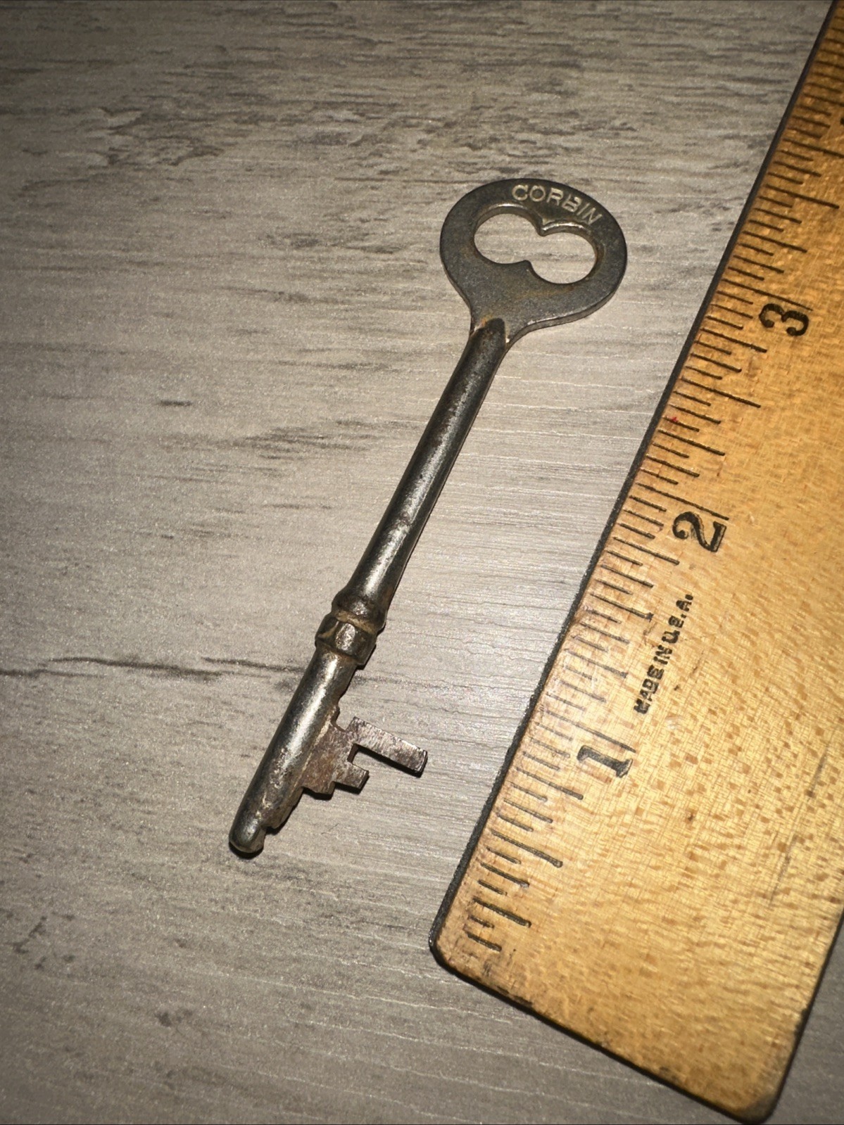 Antique Corbin Skeleton Key Solid Barrel Key. Unique Tip Design!!