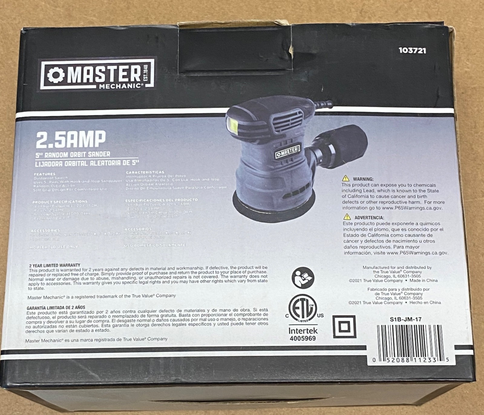 New Master Mechanic 2.5 AMP 5” Random Wired 1/4” Sheet Orbit Sander LIADORA