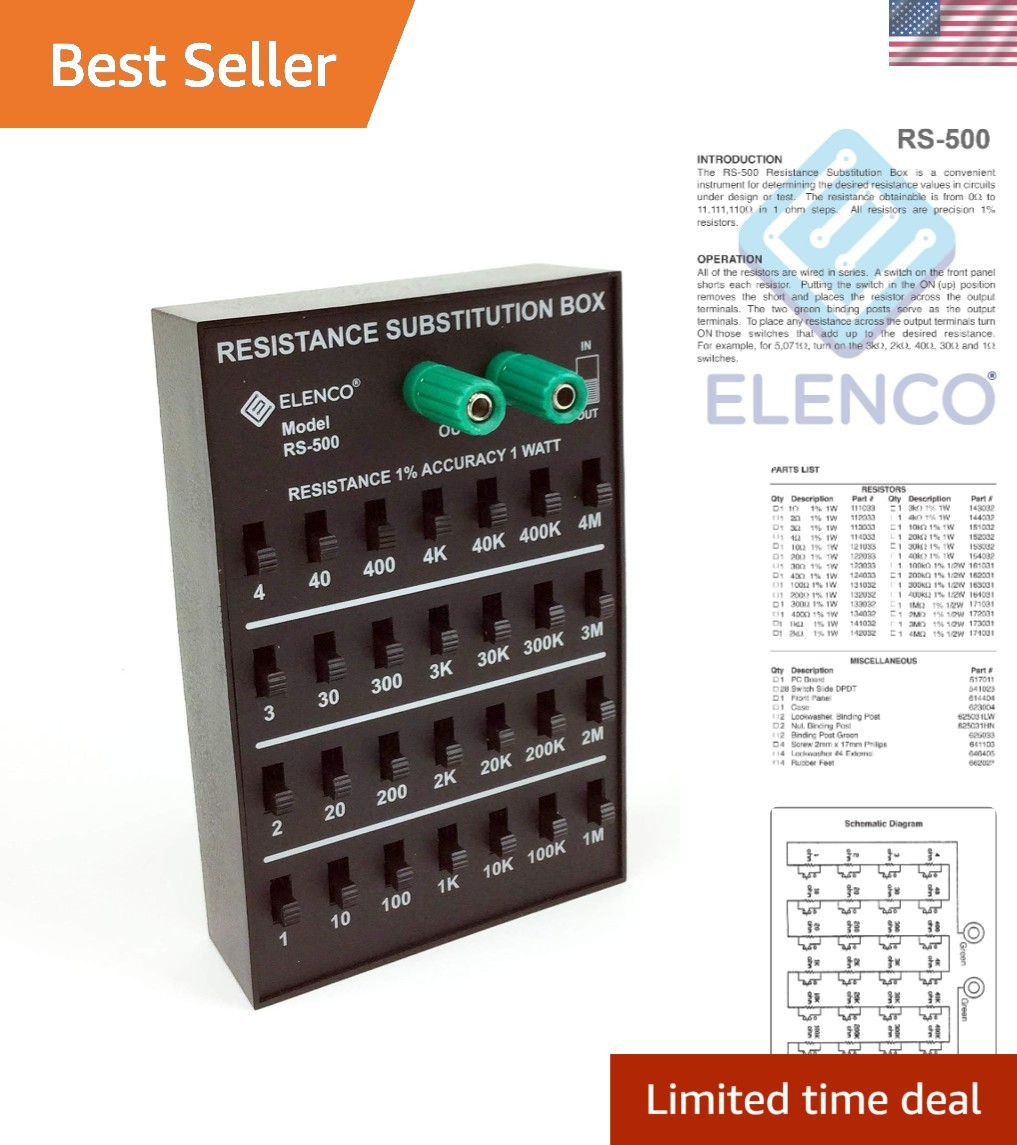 Efficient 1Ω to 11,111,110Ω Resistance Substitution Box for Electronics Testing