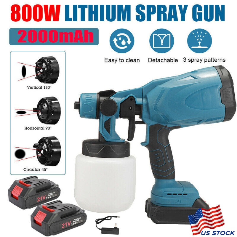 High Pressure Cordless Paint Sprayer With 2 Battery Electric Spray Gun 30000RPM