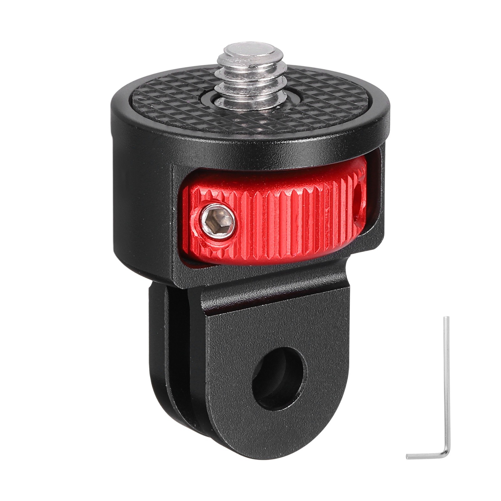 Aluminum Camera Tripod Mount Adapter 360° 1/4"-20 Screw Black-Red