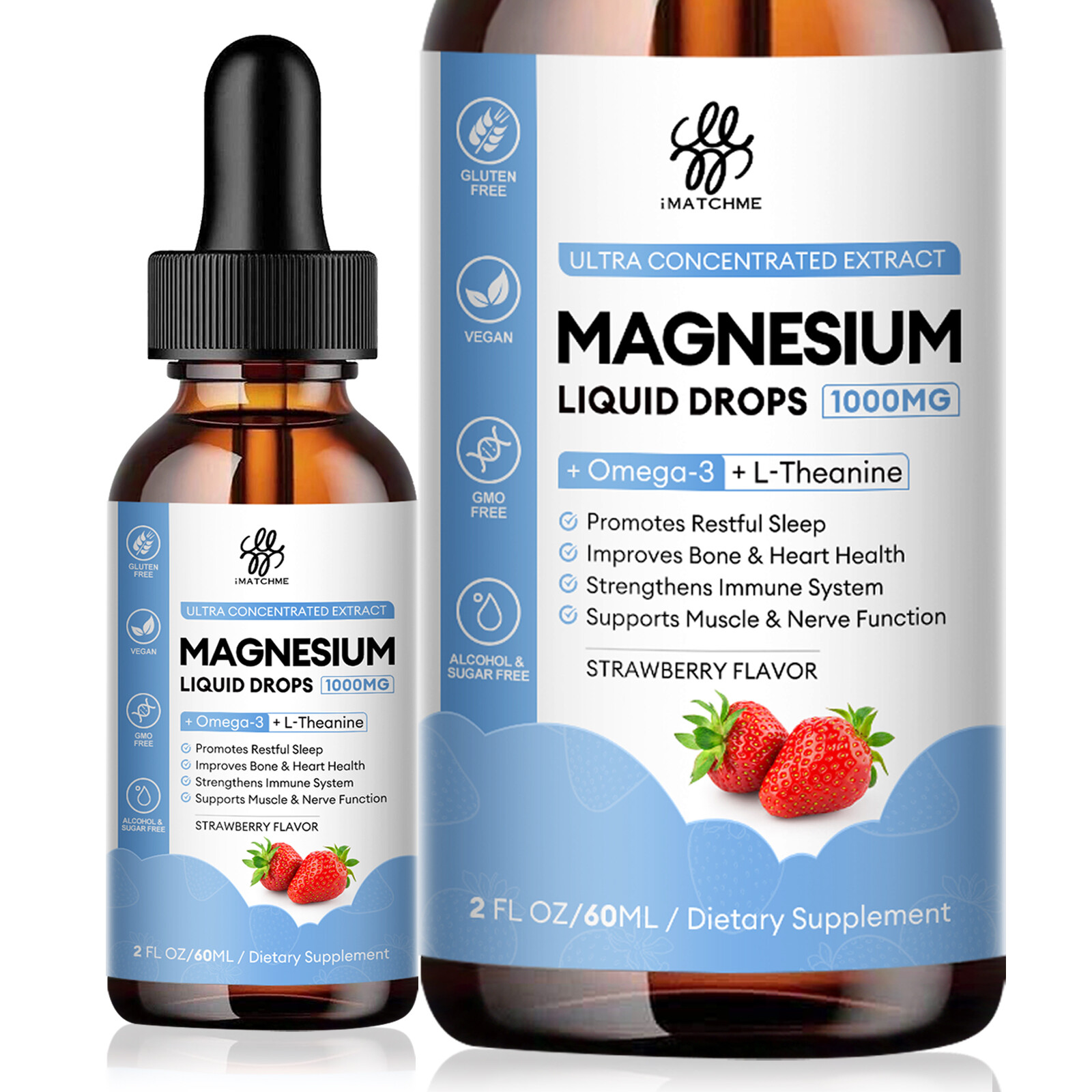 Magnesium Liquid Drops,1000MG Magnesium Glycinate & L-Threonine Mood Support