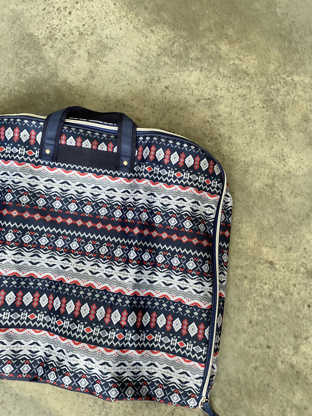 Red Blue Grey Patterned Large Luggage Bag 24” x 20” / A18
