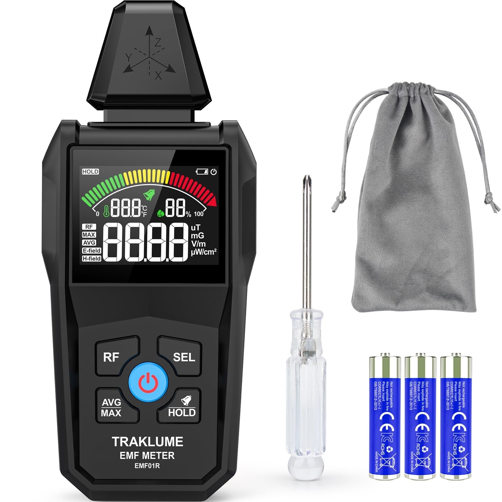 5-in-1 EMF Detector Meter - Digital Radiation Tester for Home & Ghost Hunting