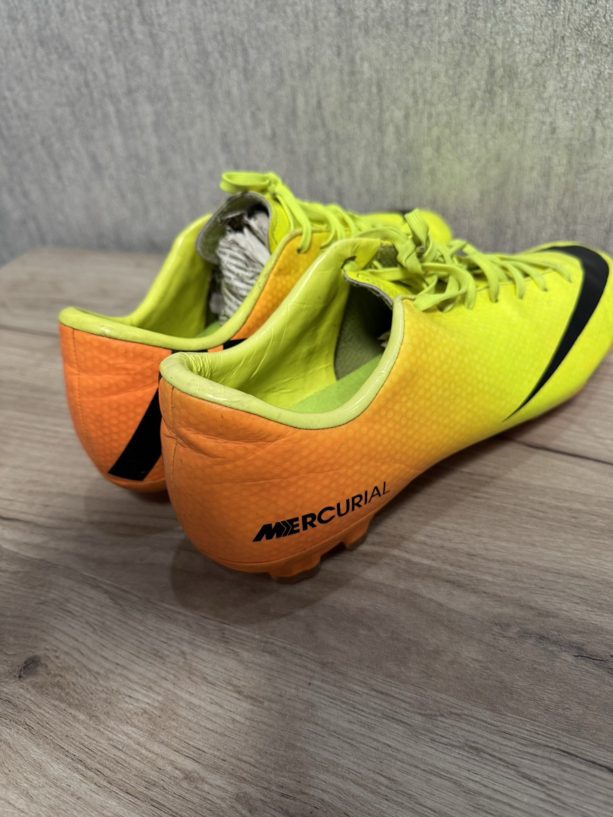 Nike Mercurial Victory Neon Yellow And Orange Soccer Cleats Size 11 Rare Vapor