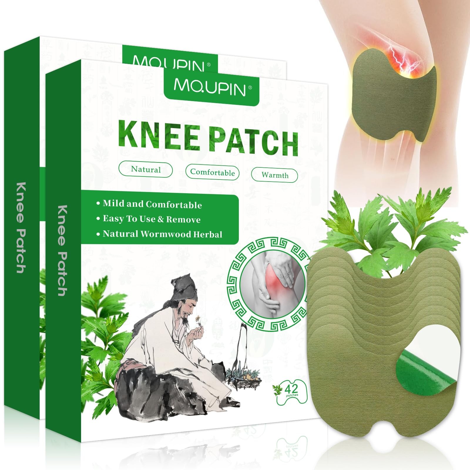 84 Herbal Knee Patches with Wormwood Extract for Pain Relief and Comfort