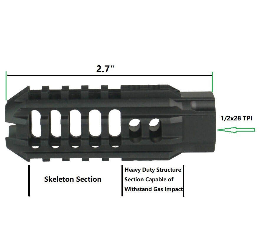 Compact Skeleton Low Concussion Muzzle Brake Compensator 1/2x28 TPI For 223