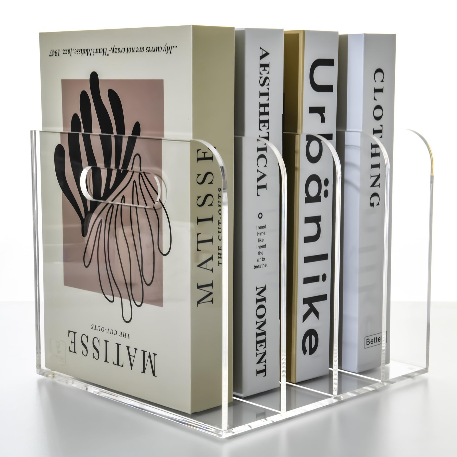 4 Vertical Compartments File Holder, Clear Acrylic Desk Organizer and Storage...