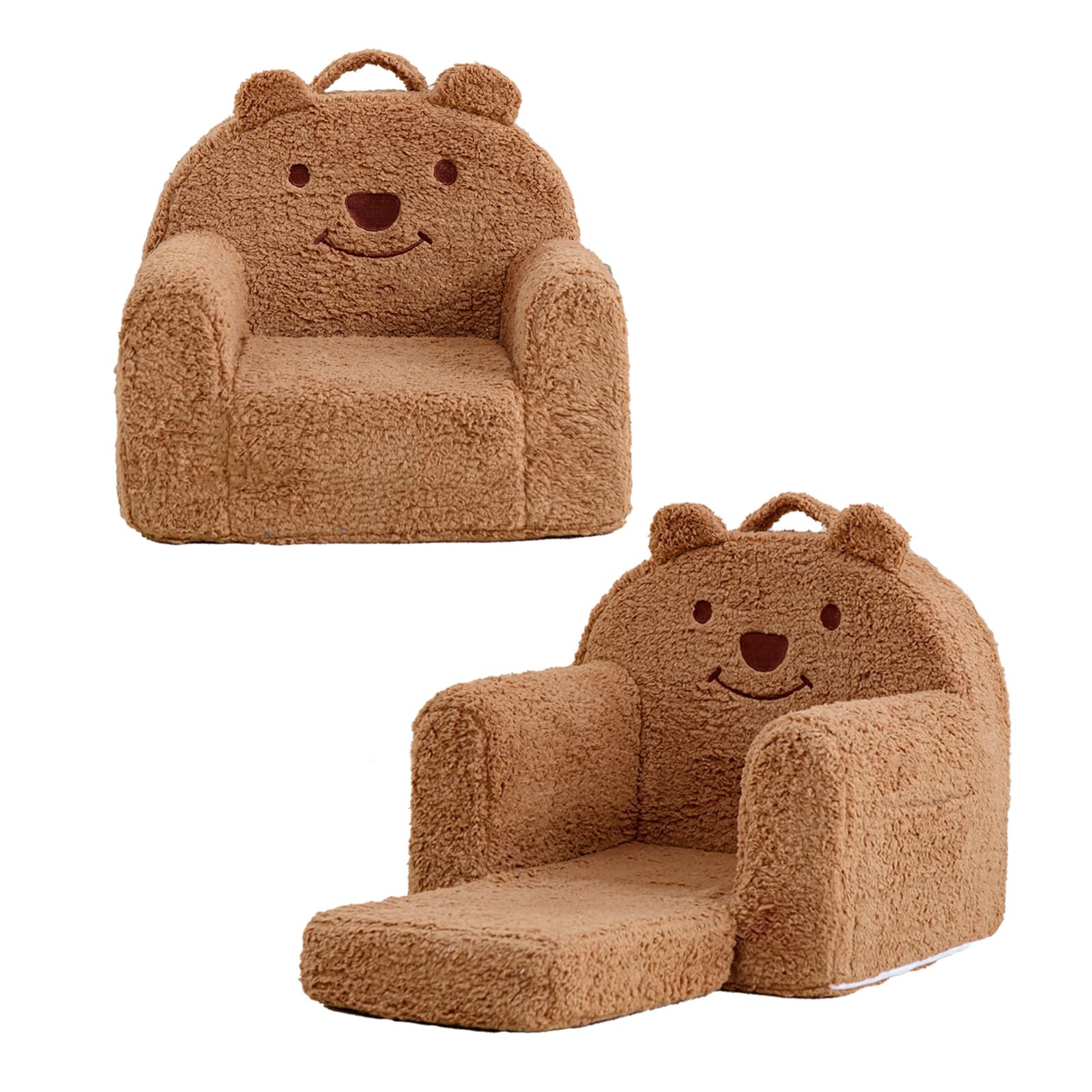 Kisdsa Toddler Chair,Sherpa Bear Toddler Couch Fold Out,Children Reading Chai...