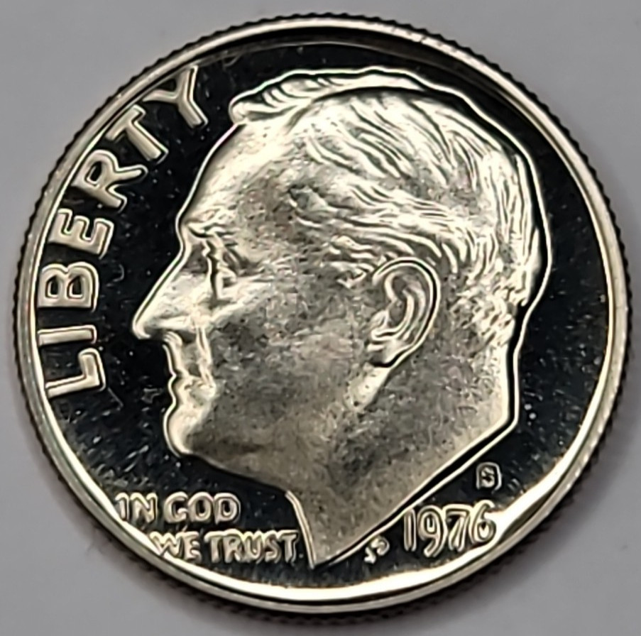 1976 S Proof DCAM Roosevelt Dime CN-Clad