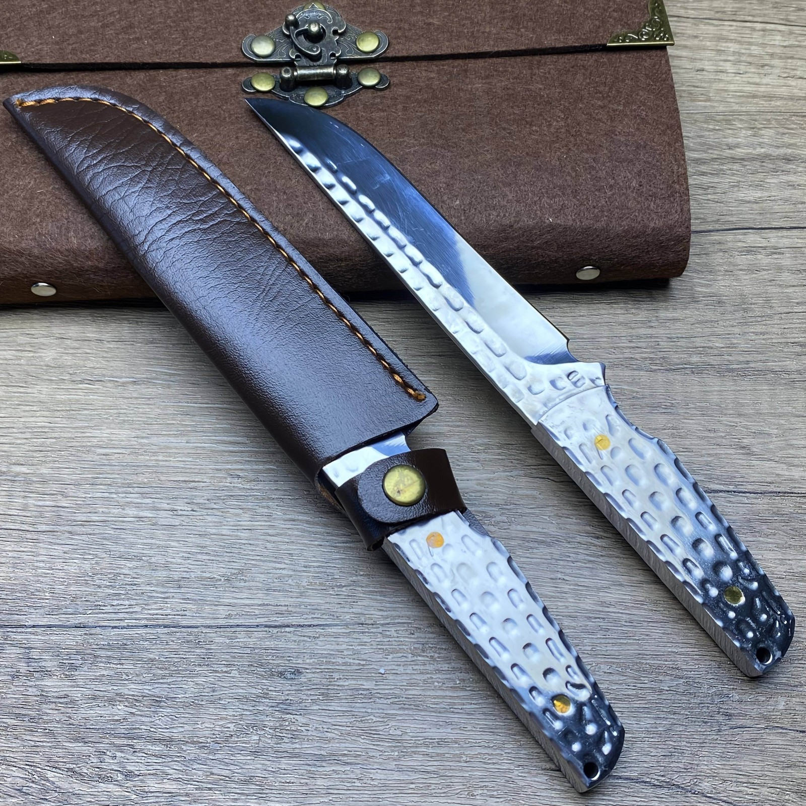 All-steel Handle Fixed Blade Knife, Outdoor Multi-functional Utility Knife