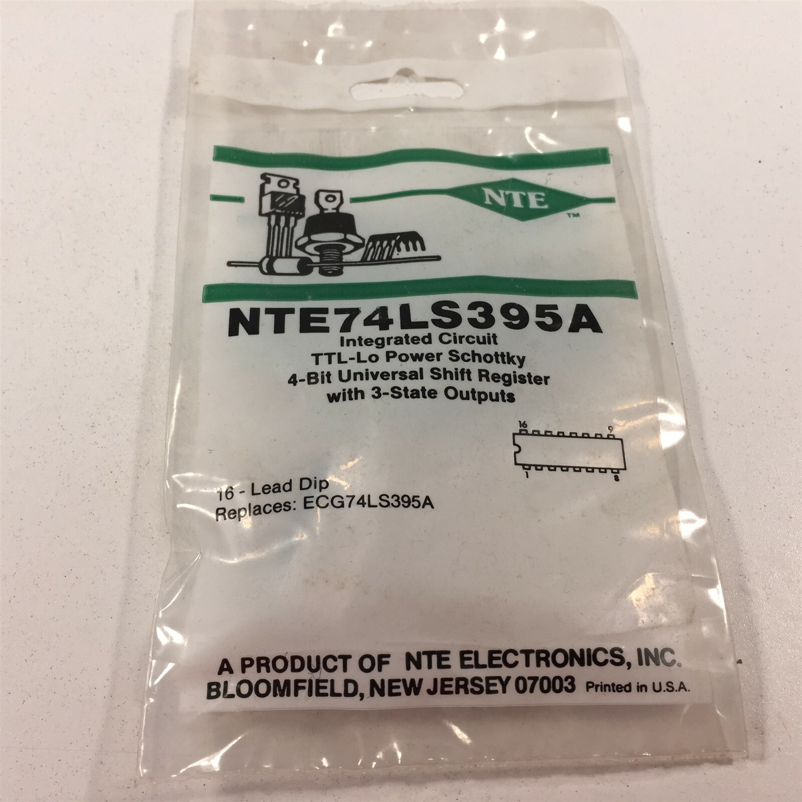 (5) NTE/ECG NTE74LS395A IC TTL 4−Bit Cascadable Shift Register - Lot of 5
