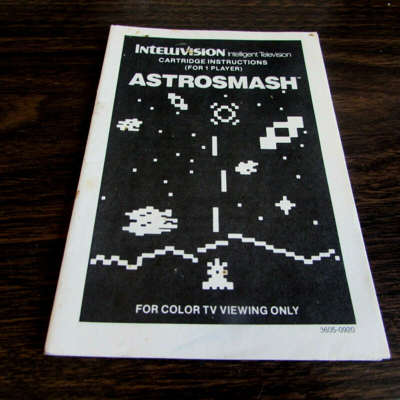 MATTEL INTELLIVISION - ASTROSMASH - CARTRIDGE  INSTRUCTIONS VG