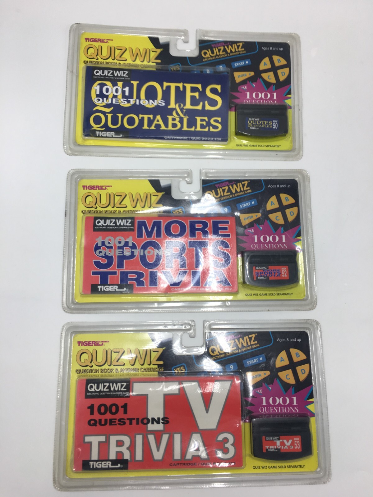 Tiger Quiz Wiz 1001 Questions Lot - More Sports, TV Trivia 3, Quotes & Quotables