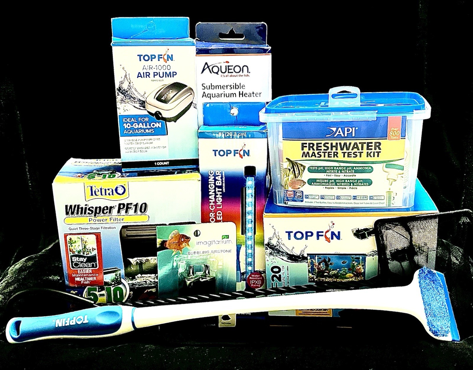 9 PC. Lot Aquarium Tank Care & Maintenance Supplies Filters Heater Pump NEW/EUC