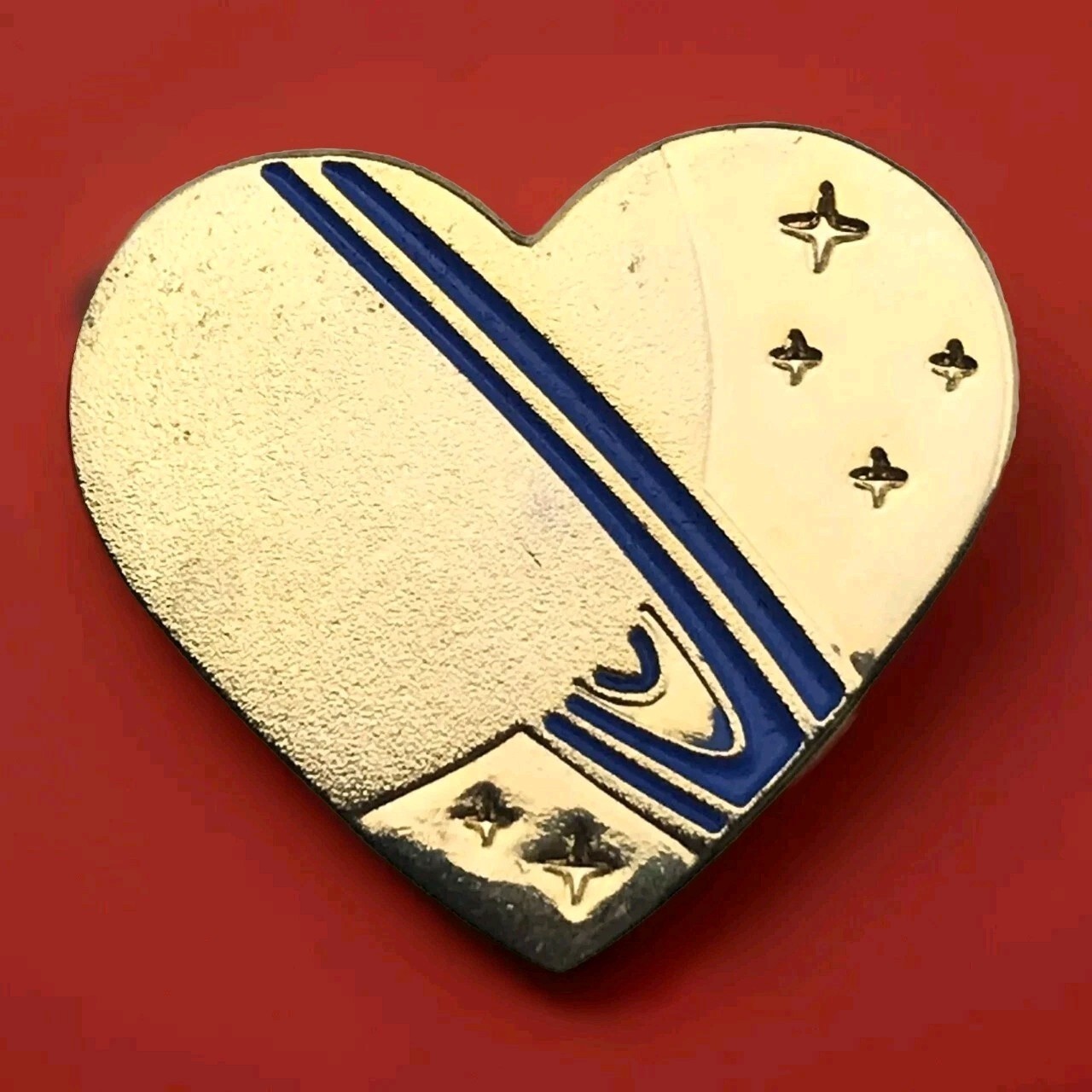 Heart Shape Lapel Pin Gold Tone Space Themed Heart Shaped Astronaut Memorabilia