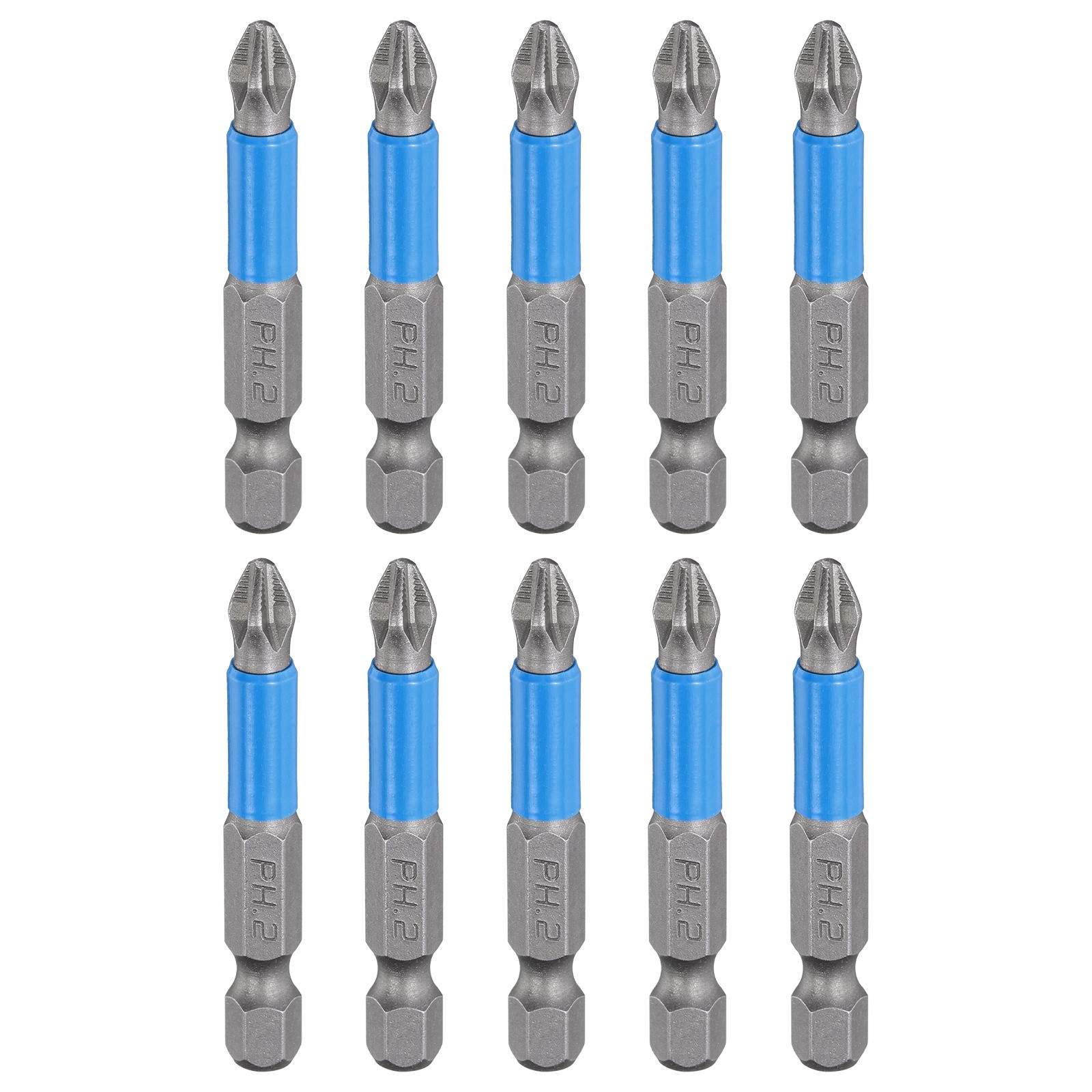 10pcs PH2 Anti-Slip Phillips Screwdrivers Bit 1/4" Hex Shank 2" Long Magnetic